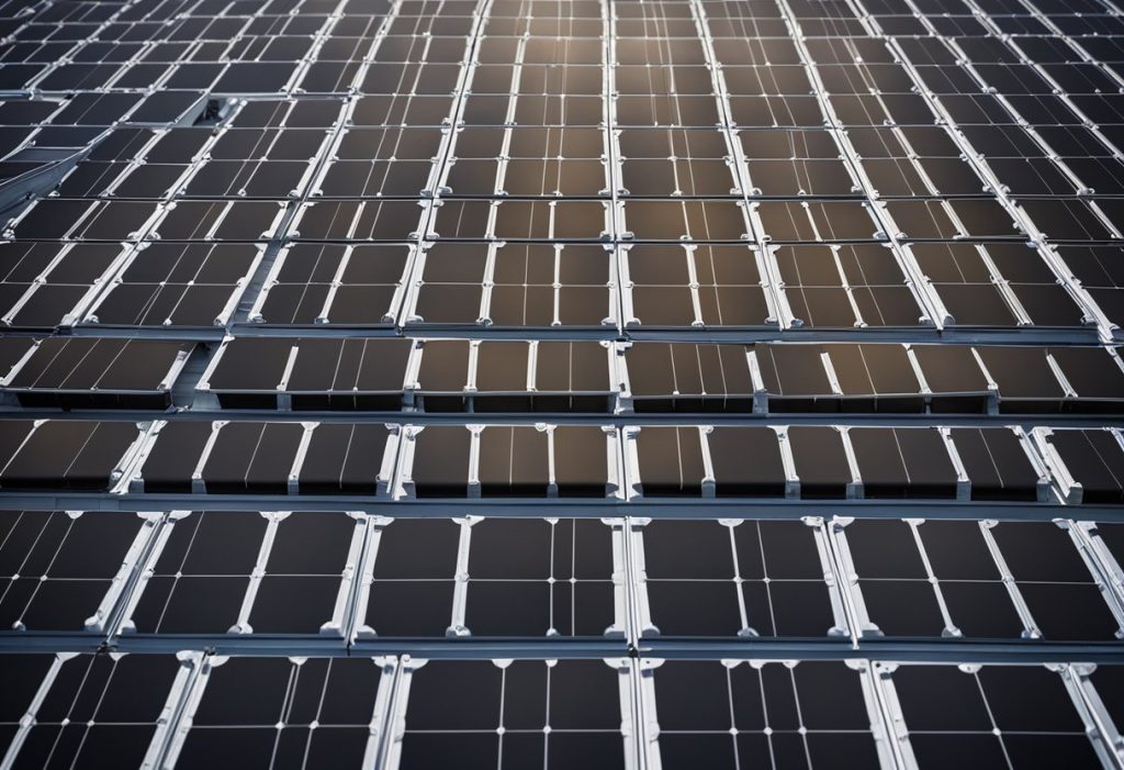 huge array of solar panels to be used for solar powered portable power stations