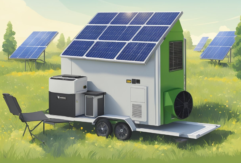 illustration of generator and solar panels