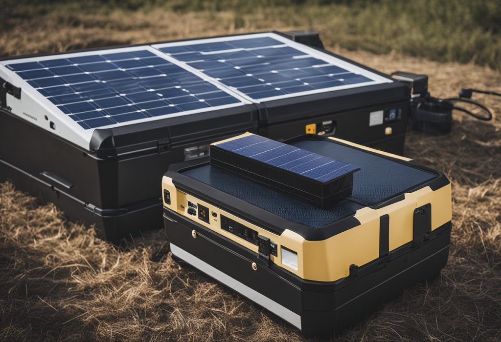 portable suitcase type solar power station outdoors