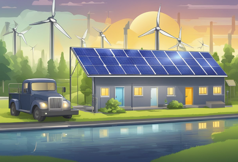 solar and wind power illustration