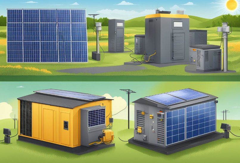 solar panels and generators